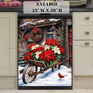 Preview of Christmas Wheel Barrel and Cardinals magnet in XX Large size.