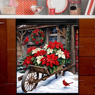 Preview of Christmas Wheel Barrel and Cardinals magnet.