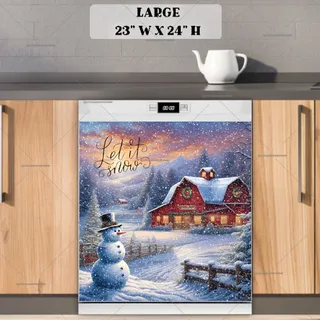 Preview of Cute Country Christmas Snowman magnet in Large size.