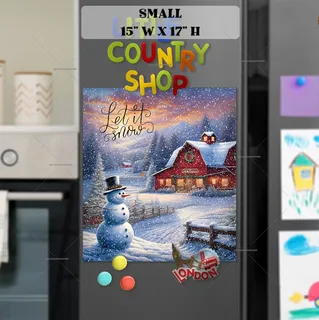 Preview of Cute Country Christmas Snowman magnet in Small size.