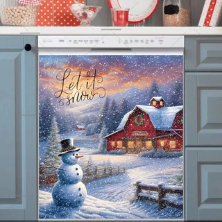 Preview of Cute Country Christmas Snowman magnet.