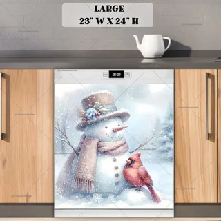 Preview of Cute Snowman and Cardinal magnet in Large size.