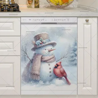 Preview of Cute Snowman and Cardinal magnet.