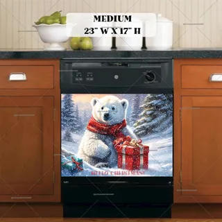 Preview of Christmas Polar Bear with Gift Boxes magnet in Medium size.