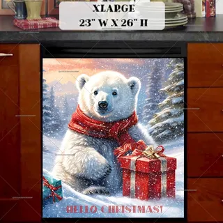 Preview of Christmas Polar Bear with Gift Boxes magnet in Extra Large size.