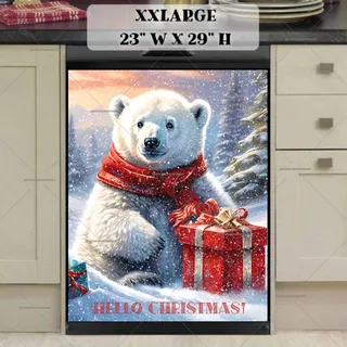 Preview of Christmas Polar Bear with Gift Boxes magnet in XX Large size.