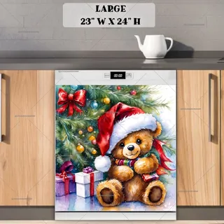 Preview of Christmas Teddy Bear Under the Tree magnet in Large size.