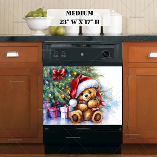 Preview of Christmas Teddy Bear Under the Tree magnet in Medium size.