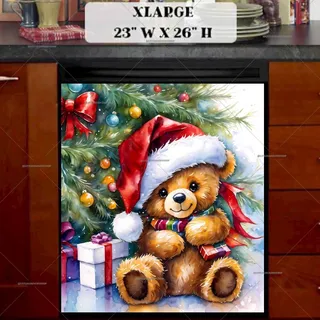 Preview of Christmas Teddy Bear Under the Tree magnet in Extra Large size.