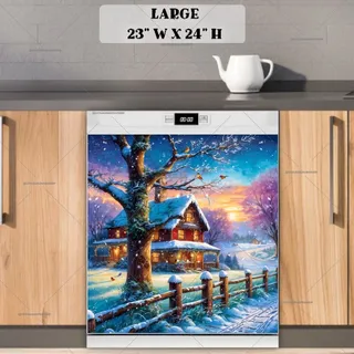 Preview of Cozy Christmas Country Cottage magnet in Large size.