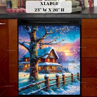 Preview of Cozy Christmas Country Cottage magnet in Extra Large size.