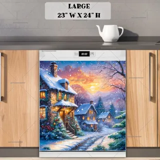 Preview of Cottages in a Snowy Village magnet in Large size.