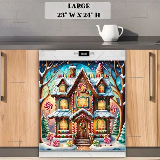 Preview of Stained Glass Gingerbread House magnet in Large size.