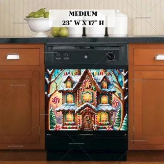 Preview of Stained Glass Gingerbread House magnet in Medium size.