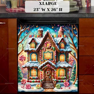 Preview of Stained Glass Gingerbread House magnet in Extra Large size.