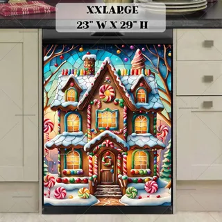 Preview of Stained Glass Gingerbread House magnet in XX Large size.