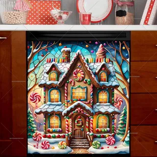 Preview of Stained Glass Gingerbread House magnet.