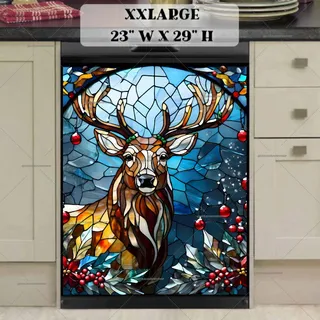 Preview of Stained Glass Winter Deer magnet in XX Large size.