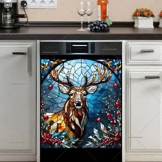 Preview of Stained Glass Winter Deer magnet.