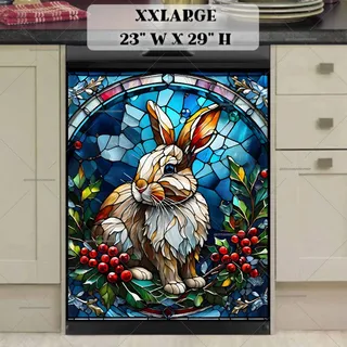 Preview of Stained Glass Winter Bunny Baby magnet in XX Large size.