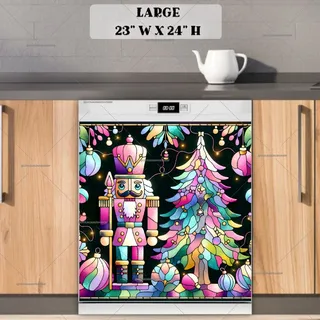 Preview of Stained Glass Pastel Christmas Nutcracker magnet in Large size.