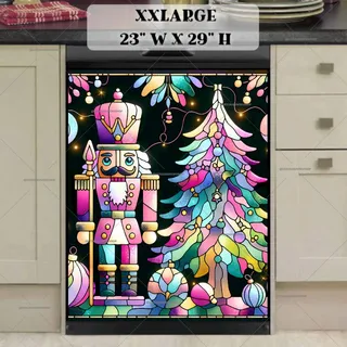 Preview of Stained Glass Pastel Christmas Nutcracker magnet in XX Large size.