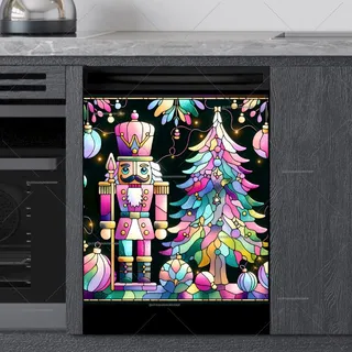 Preview of Stained Glass Pastel Christmas Nutcracker magnet.