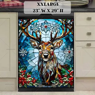 Preview of Stained Glass Christmas Deer magnet in XX Large size.