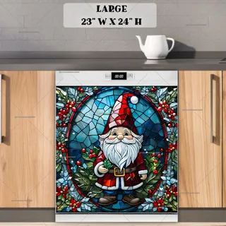 Preview of Stained Glass Christmas Gnome magnet in Large size.