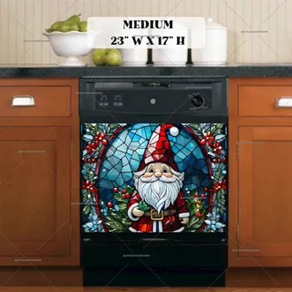 Preview of Stained Glass Christmas Gnome magnet in Medium size.