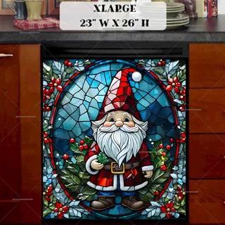 Preview of Stained Glass Christmas Gnome magnet in Extra Large size.