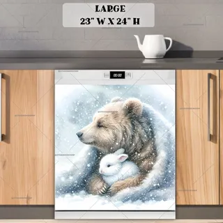 Preview of Winter Bunny and Bear magnet in Large size.