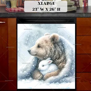 Preview of Winter Bunny and Bear magnet in Extra Large size.