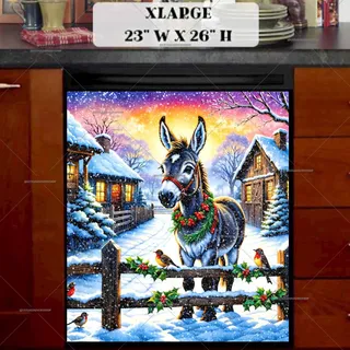 Preview of Christmas Farmhouse Donkey magnet in Extra Large size.