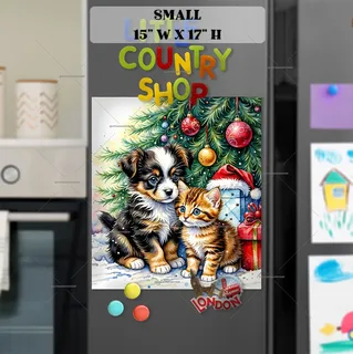 Preview of Christmas Puppy and Kitten magnet in Small size.