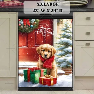 Preview of Christmas Puppy at the Door magnet in XX Large size.