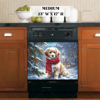 Preview of Christmas Puppy in the Snow magnet in Medium size.