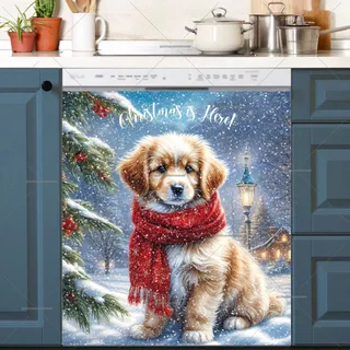 Preview of Christmas Puppy in the Snow magnet.