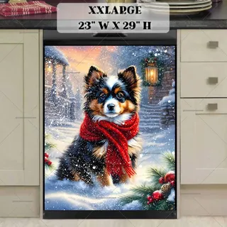 Preview of Christmas Puppy in red Scarf magnet in XX Large size.