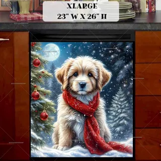 Preview of Cute Christmas Puppy magnet in Extra Large size.