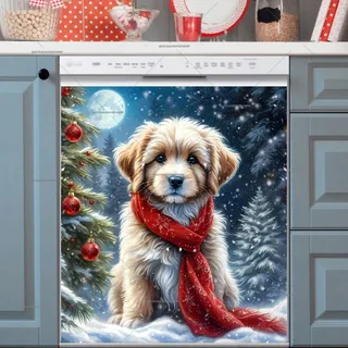 Preview of Cute Christmas Puppy magnet.