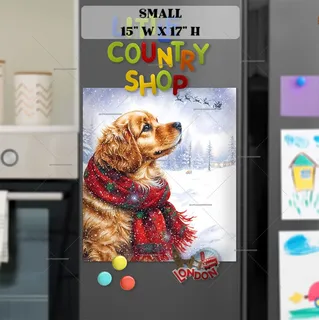 Preview of Puppy Waiting for Santa magnet in Small size.