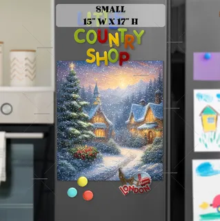 Preview of Snowy Day in the Village magnet in Small size.