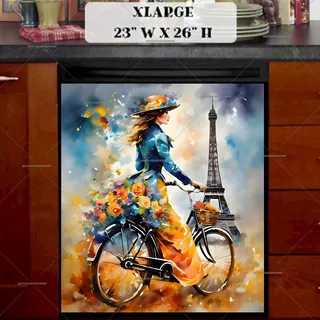 Preview of Lady with a Bicycle in Paris magnet in Extra Large size.