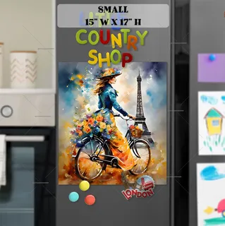 Preview of Lady with a Bicycle in Paris magnet in Small size.