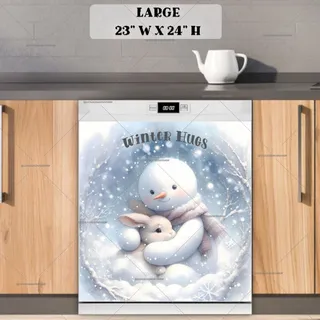 Preview of Snowman and Bunny Hugs magnet in Large size.