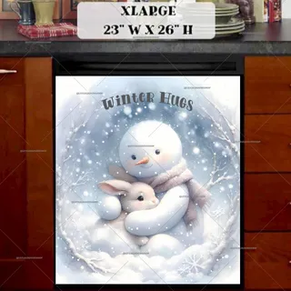 Preview of Snowman and Bunny Hugs magnet in Extra Large size.