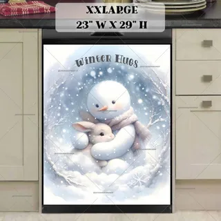 Preview of Snowman and Bunny Hugs magnet in XX Large size.