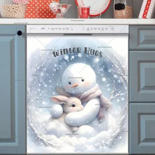 Preview of Snowman and Bunny Hugs magnet.