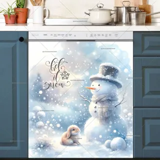 Preview of Let it Snow Snowman and Bunny magnet.